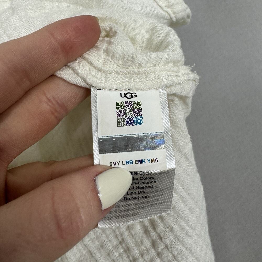 Ugg Womens Top M White 100% Cotton Embrook Shirt Gauze Relaxed Beachy Lounge - Picture 10 of 10